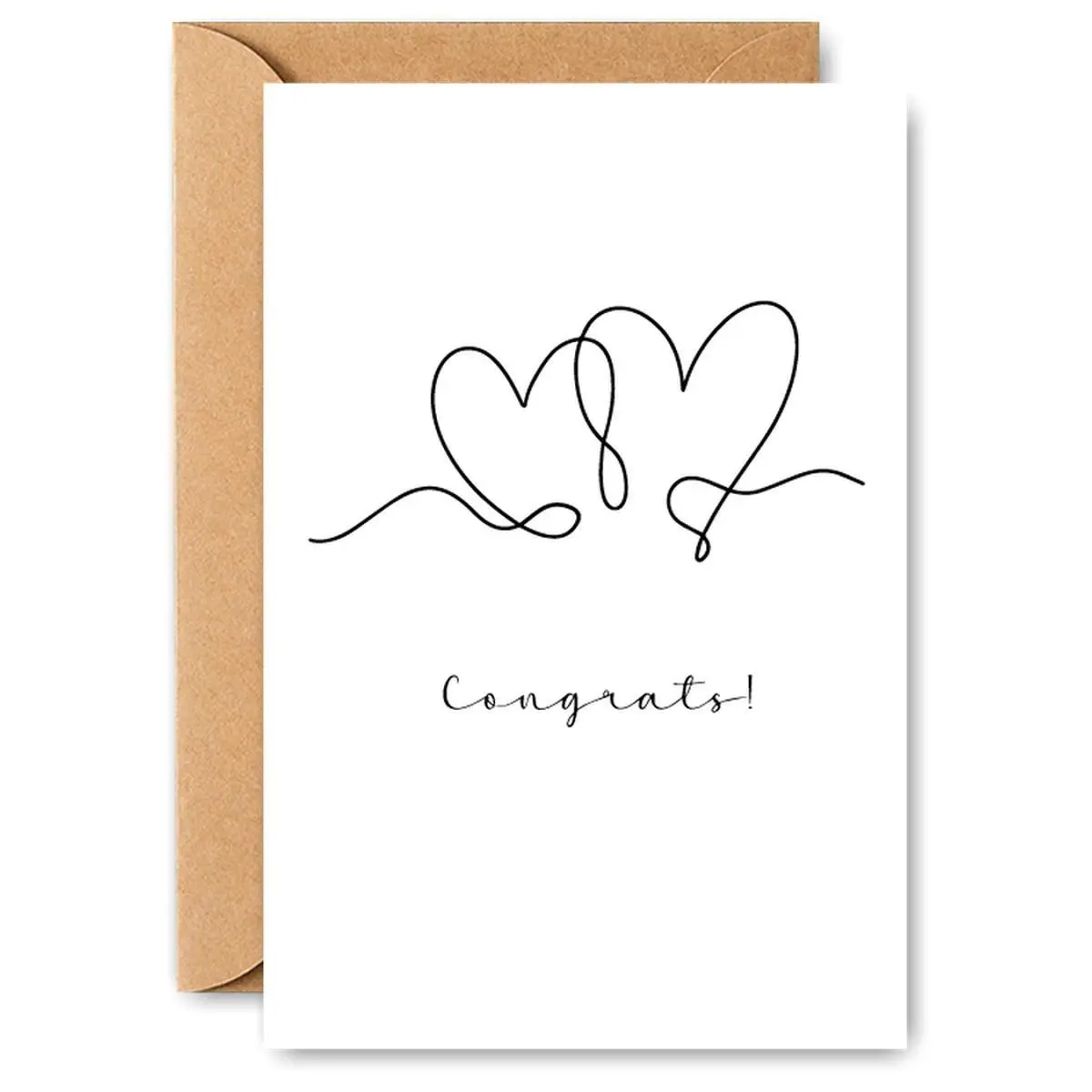 Congratulations Wedding Card, Elegant Heart Design Greeting Card with Envelope, Wedding Party Gift for Couple, Party Supplies
