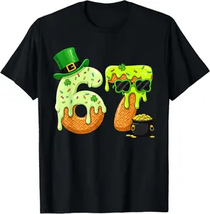Cotton 67 Six Seven Shamrock Funny St Patrick’s Day Men TShirt Women T-Shirt