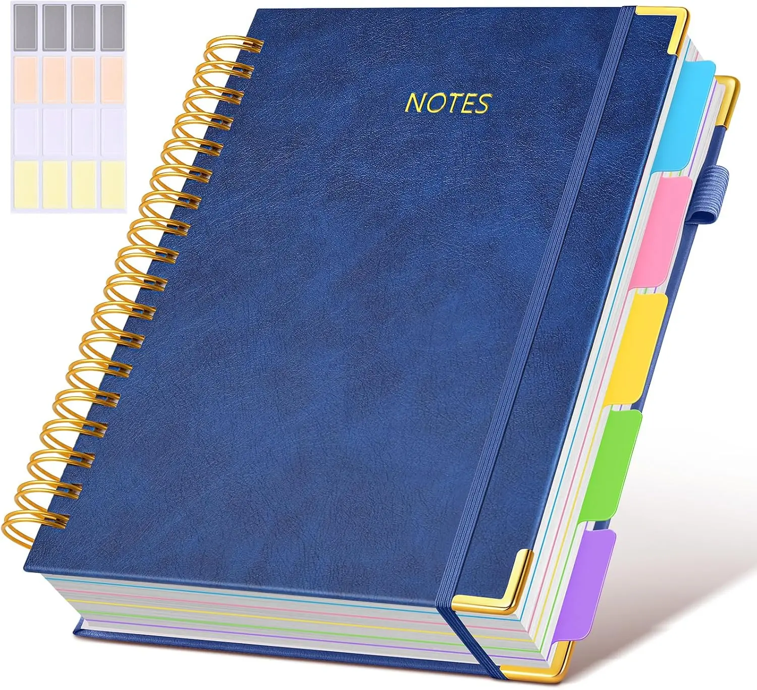 Hardcover Spiral Notebook journal with Removable Dividers Tabs, 300 Pages Leather 5 Subject Notebook College Ruled, 8"x10" Large B5 Notebooks for Work School Note taking, Lined Journal for Women