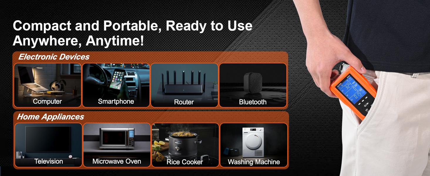 VEVOR 3-in-1 EMF Meter, TikTokShopBlackFriday, Handheld Rechargeable Electromagnetic Field Radiation Detector, Digital LCD EMF Tester for EF MF RF Home Inspections Outdoor Ghost Hunting Paranormal Equipment