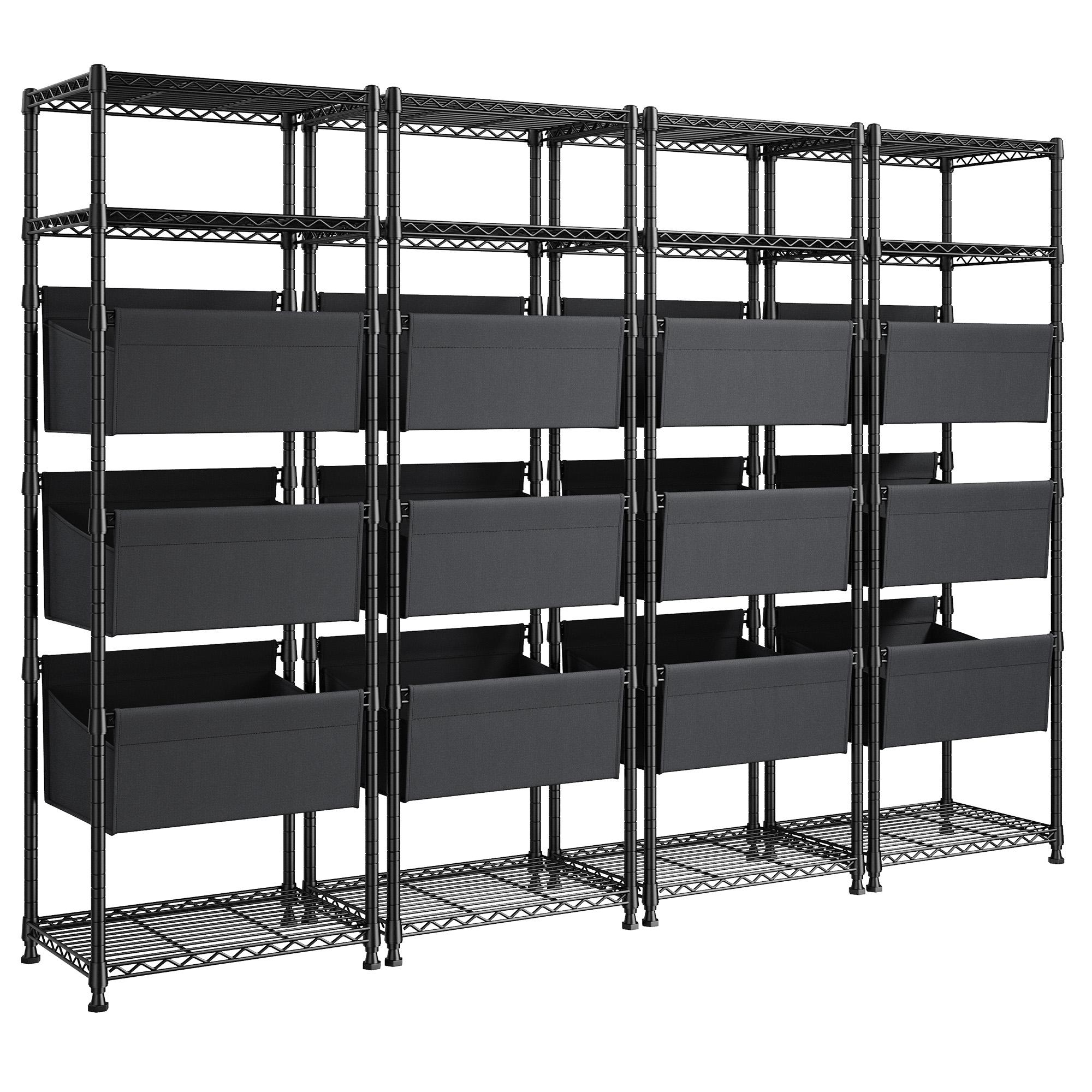【Closet Storage Organizer】Raybee 6 Tier Corner Shelf with Basket,72'' Tall Storage Shelves Organizer Units, Adjustable Metal industrial Bookshelf for Wall Corner,Living room,Kitchen,Home Office