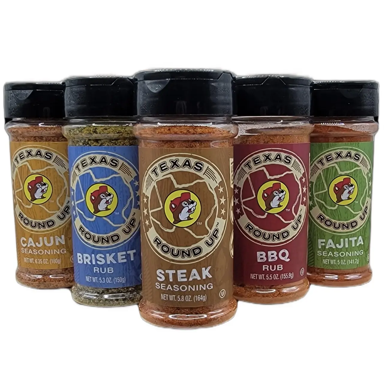 Buc-ee's BBQ Seasoning Spice Bundle- 5 Flavor Pack Steak, Brisket, Cajun, BBQ and Fajita Rubs and seasoning.
