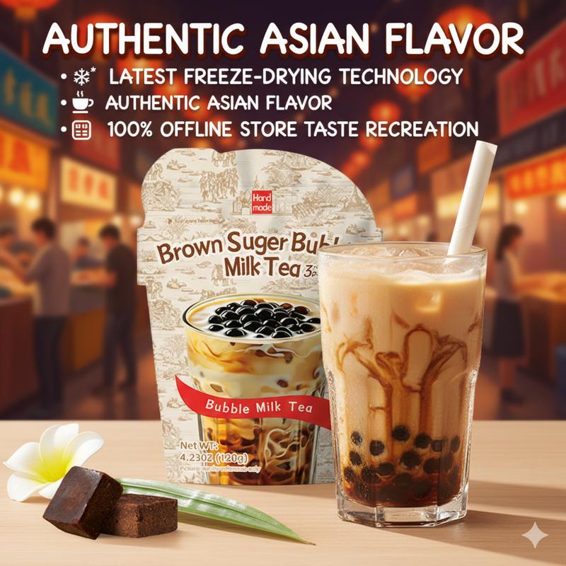 Homemade Boba Milk Tea Kit 6 Servings Authentic Taiwanese Bubble Pearl Milk Tea with Brown Sugar Tapioca Ready in Under One Minute Gluten-Free Vegetarian-Friendly Beverage Drinks