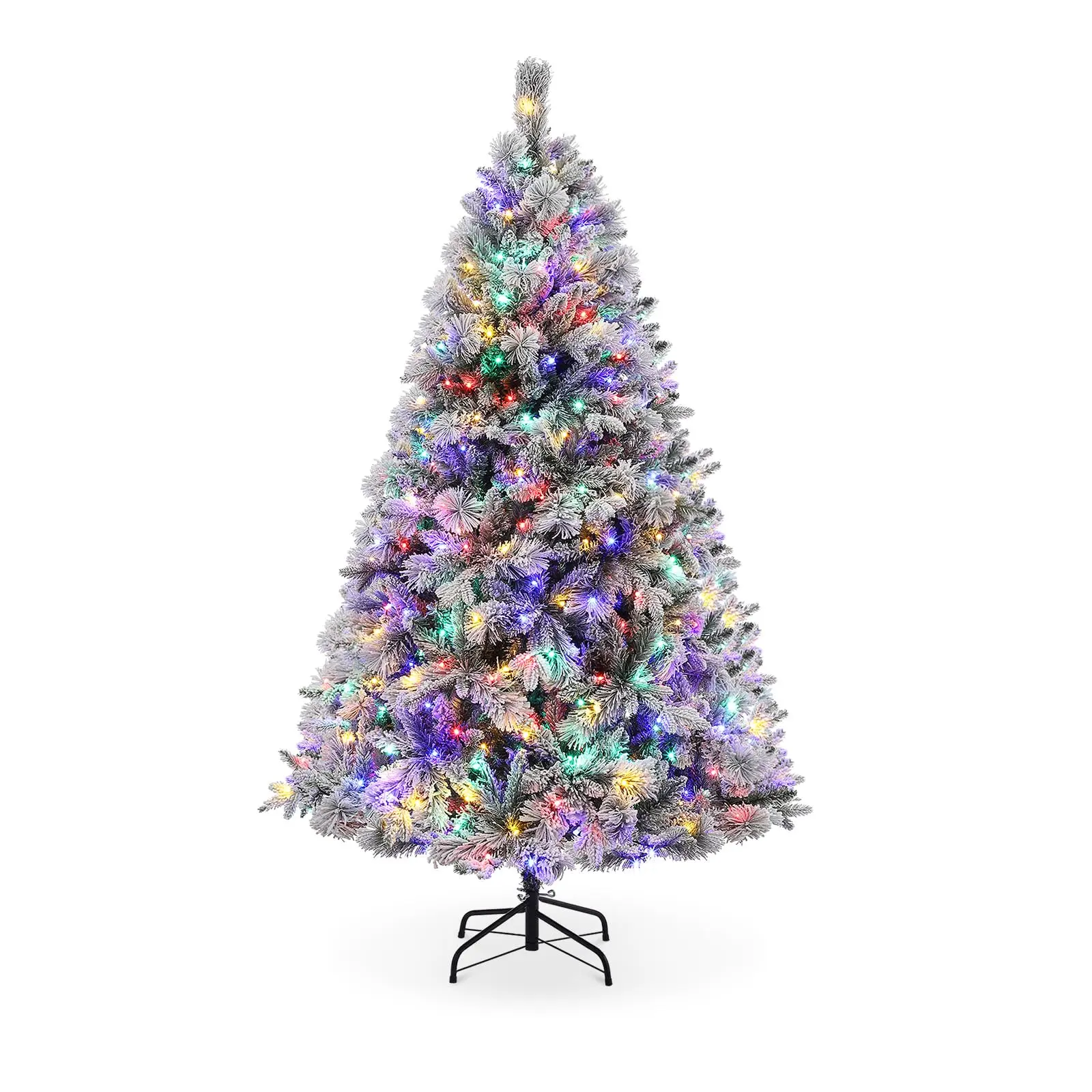 Garvee 6 Ft Snow Flocked Prelit Christmas Tree for Family, 400 Dynamic Colorful Lights, 850 Frosted Lifelike Branches, Artificial Christmas Tree with Metal Stand for Indoor Outdoor Decor