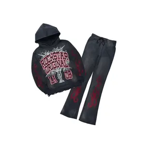 Oryn Black Hoodie/Stacked Pant Track Set