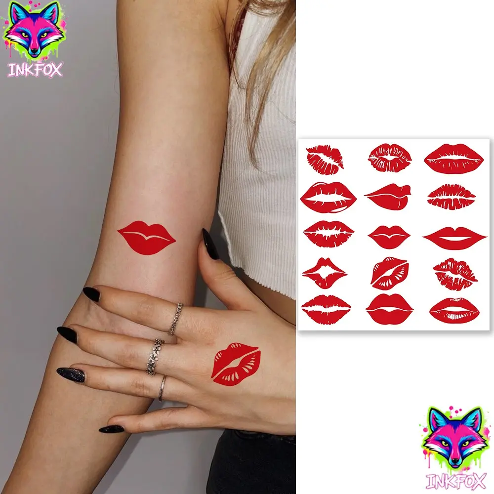 5 Pcs Temporary Tattoo Stickers, Fake Tattoos, Sexy Lip Tattoos, Ephemeral Tattoos, Romantic Night Atmosphere, Waterproof Sweatproof, Perfect for Couples, Temporary Tattoo Kit
