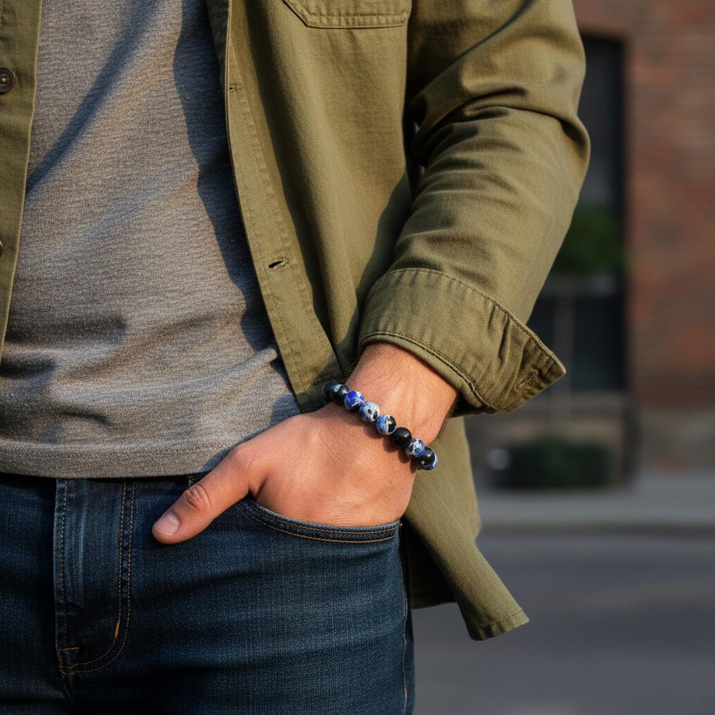 Blue Fire Agate Beaded Bracelet for Clarity & Focus - 8mm Healing Crystal Stretch Bangle for Protection & Memory, Gift for Her/Him, Student Gift, Perfect for Daily Wear, Spiritual Meditation & Yoga Gift