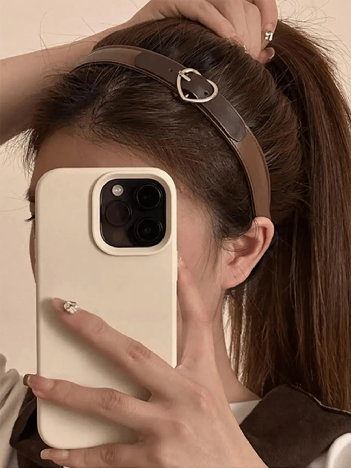 1pc Brown Leather Headband With Heart-Shaped Buckle, Multifunctional Y2K Style Hair Accessory, Boho Hair Accessories, Headbands Women, Cute Headbands, Hairband