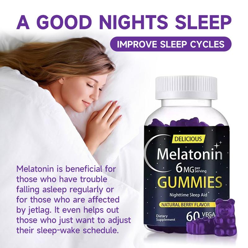Sleep Gummy - Melatonin, Vitamin D, Magnesium, Lemon Balm Extract, Gelatin-Free, Gluten-Free, Vegan & Non-GMO