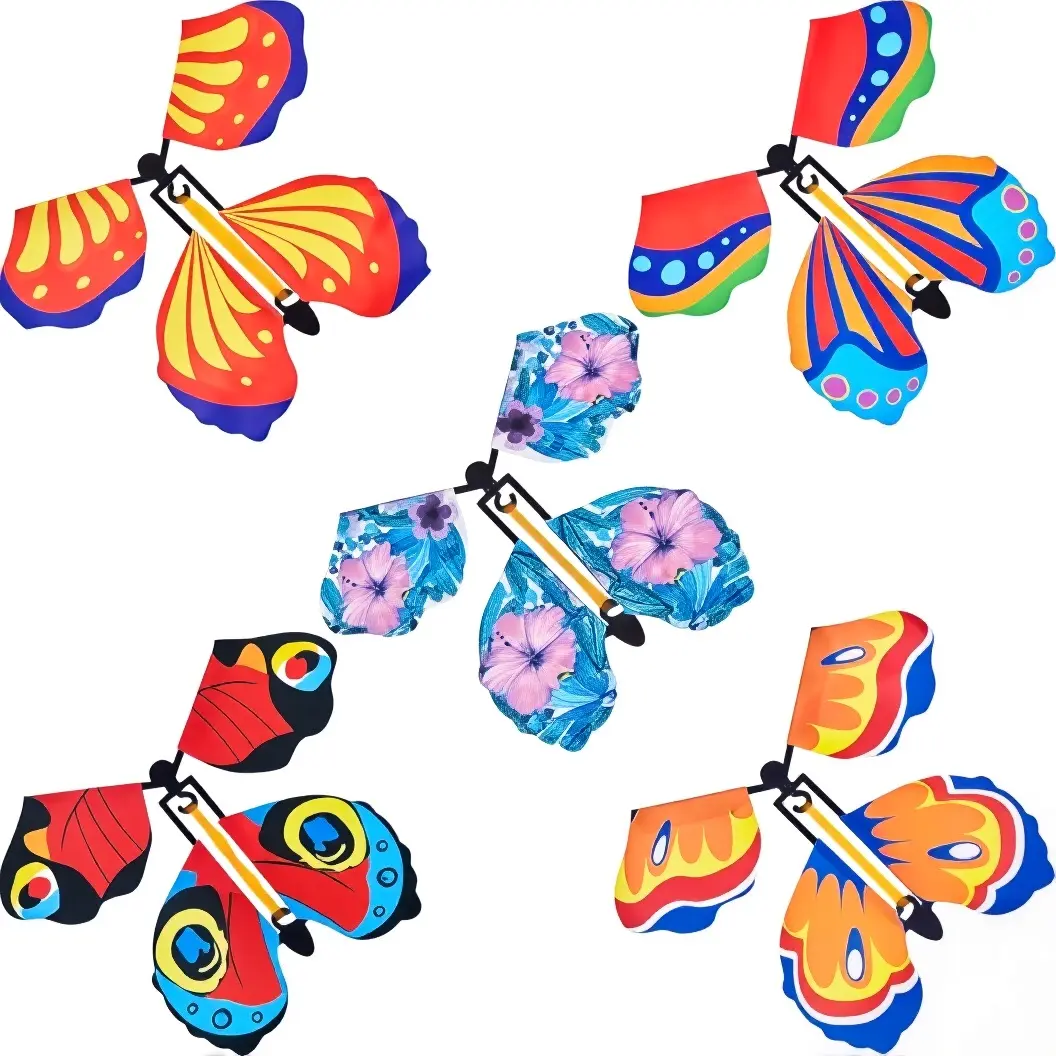 5 Pcs Butterfly Wind up Magic Flying Butterfly Cards, Band Wind Up Flying Butterfly Surprise Paper Butterflies in The Book