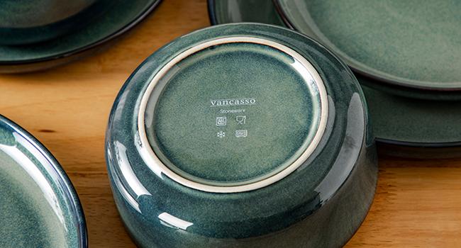 Vancasso Starry Lipped-Edge Piece Dinnerware Set, Reactive Glaze Plates & Bowls Set, Stoneware Set, Dishwasher, Microwave Safe, Cutlery Tableware set, Includes Dinner Plates, Dessert Plates, Soup Plates and Cereal Bowls