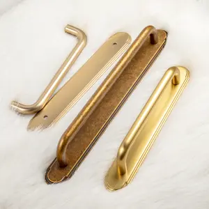 2 Pack Cabinet Pulls with Back Plate Sturdy Cabinet Handles Modern Geometric Zinc Alloy for Kitchen & Bathroom