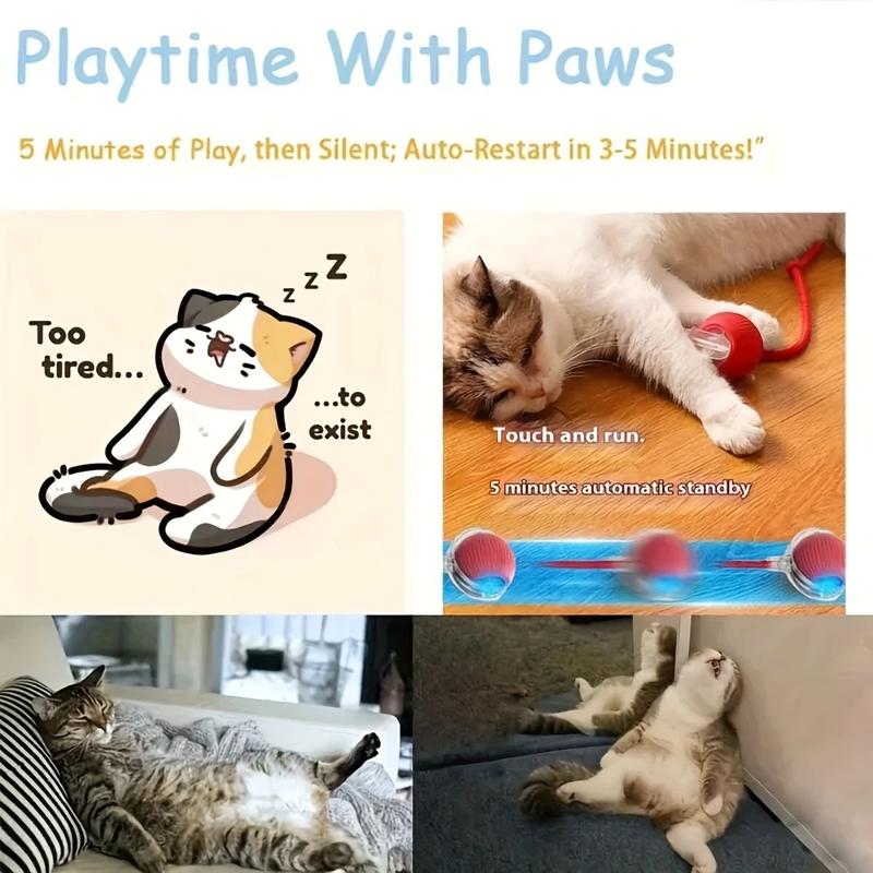 Interactive Cat Toy, Chirp And Motion Activated Cat Rolling Toy, Used for Indoor Cat Red LED Light Ball Rolling Quickly, Can Be Used On The Carpet.christmas gifts