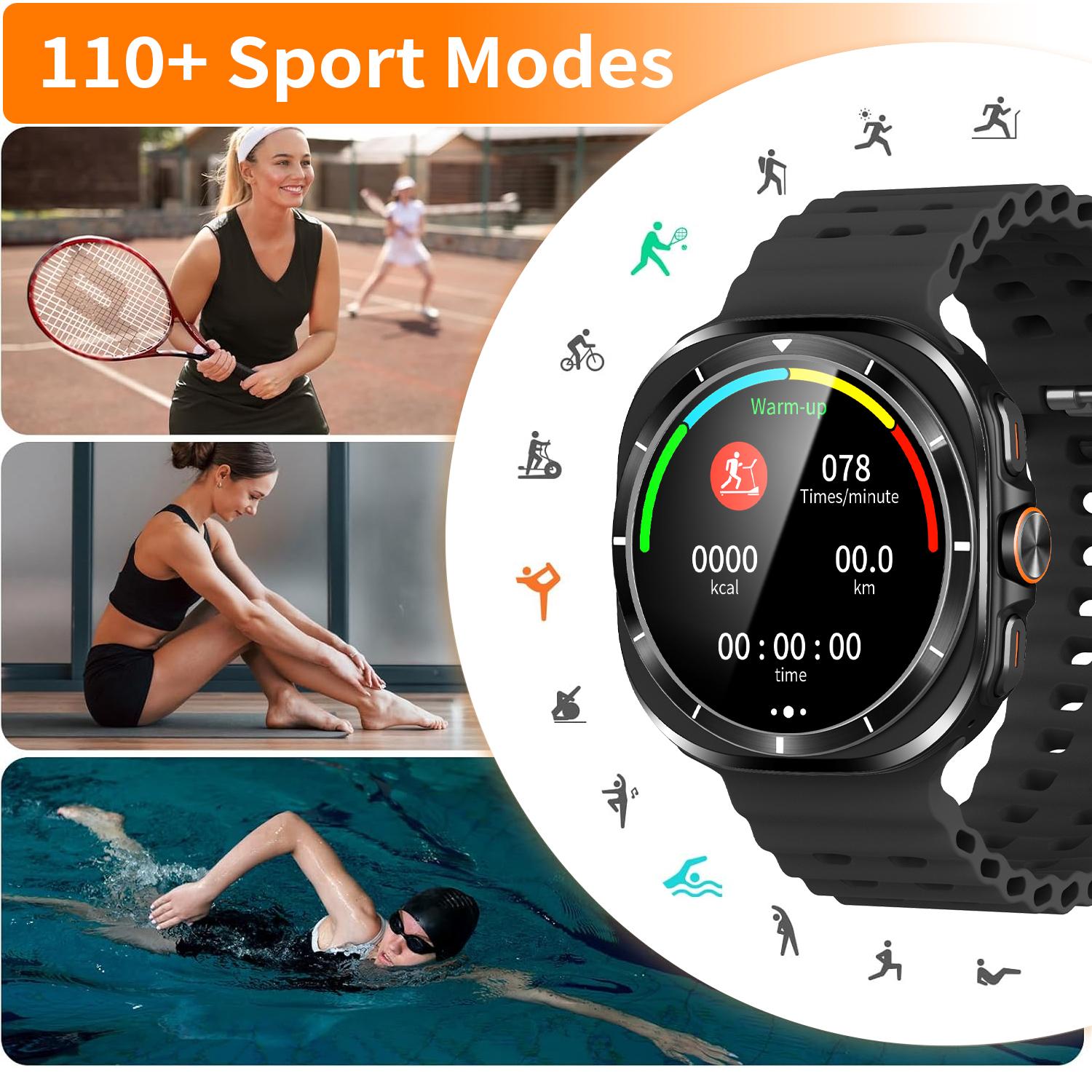 Smart Watch for Men Women 1.85" HD Titanium Alloy AM screen Bluetooth Call Running Watch (Answer/Make Call) Screen Smartwatch Touchsreen Fitness Tracker 110+Sports Mode Fitness Watch Modes Fitness & Sleep Tracker Smartwatch for Android/iOS