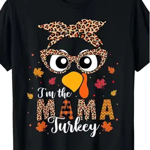 Women'S Funny "I'm the Turkey Mama" Thanksgiving T-Shirt - 180gsm Oversized Round Neck Short Sleeve