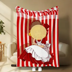 Cozy Canddyy Canndy Blanket, Soft Fluffy Fleece Throw, Retro Shoujo Anime Art Style, Warm Birthday Gift for Women and Kids | TMGN050326.R0585.ID01