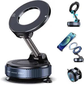 Leiboo Two Packs 2026 Upgrade Multifunctional Vacuum Suction Phone Holder Portable Lazy Nano Magnetic Car Mount with Double-Row N52 Magnets for Smooth Surfaces Compact Lightweight Design