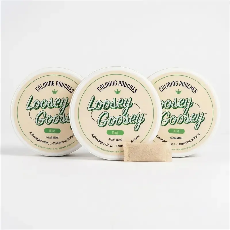 Loosey Goosey 3 Pack of Calming Pouches - Feel Calmer, Stay Sharper - Nicotine-Free ( Mint or Cinnamon )