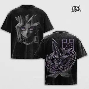 [Hoodie, Sweater, T-Shirt]Yami Yugi Dark Magician Yu-Gi-Oh Duel Monsters Double Printed Vintage Washed T-Shirt Hoodie Sweatshirt Unisex Oversize Heavyweight Cotton Pullover graphic