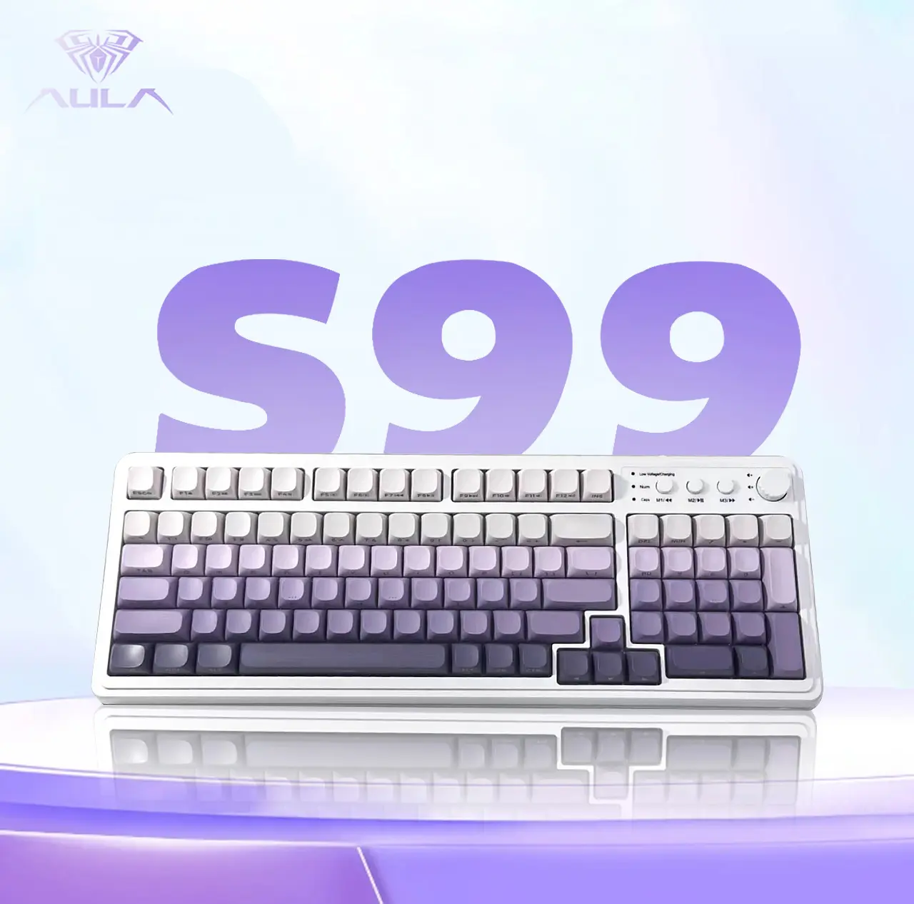 AULA S99 Gaming Keyboard, Wireless Computer Keyboards, Tri-Mode Bluetooth/2.4GHz/USB-C Custom Creamy Keyboard with Number Pad, RGB Backlit Media Knob Cute Programmable Keybaord for PC Gamer,back to school,back to school haul
