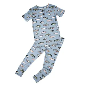 Wade Fish TWO PIECE Bamboo Toddler 2-Piece Sets Ultra-Soft Bamboo Fabric Functional Buttons Flexible Fit Eco-Friendly Playful Prints