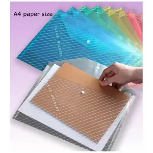 Plastic Envelopes, 10Pcs A4 Size File Folders, Clear Document Organizer With Snap Button
