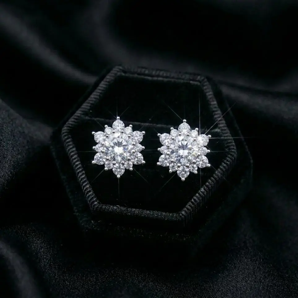 S925 Sterling Silver Earrings with 9mm Zircon, Delicate Winter-Inspired Design, 2026 Trend Alert for Daily Wear, Friendly to Sensitive Ears, Boxed for Easy Storage, Men's Earrings, Stud Earrings
