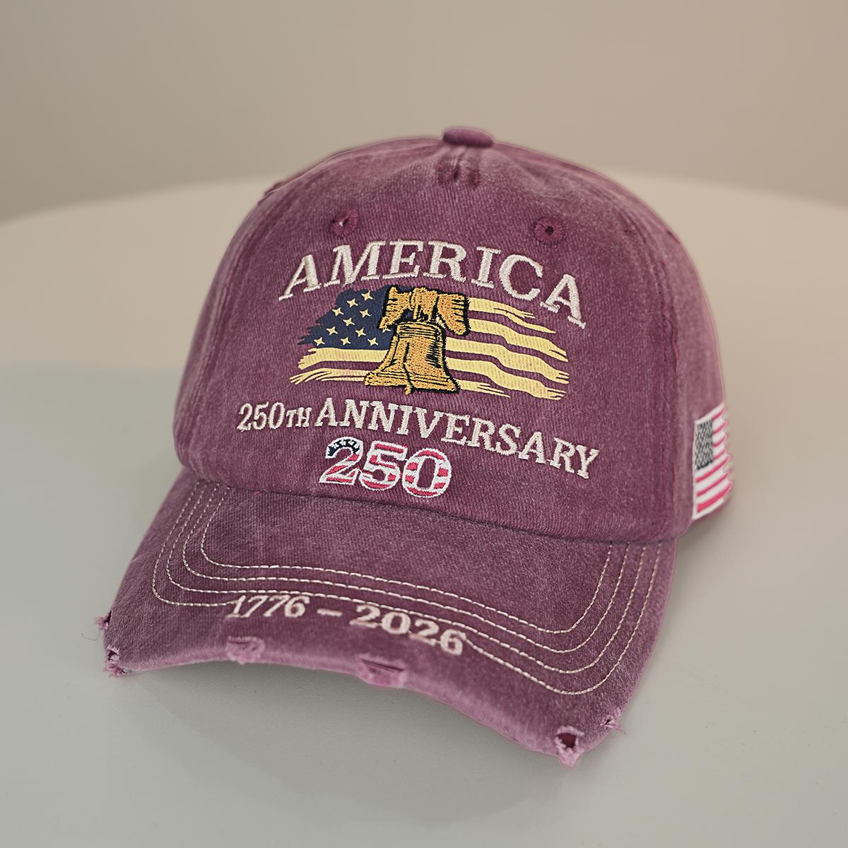 US 250th Anniversary Embroidered Baseball Cap, UPF 50+ Sun Protection Commemorative Hat