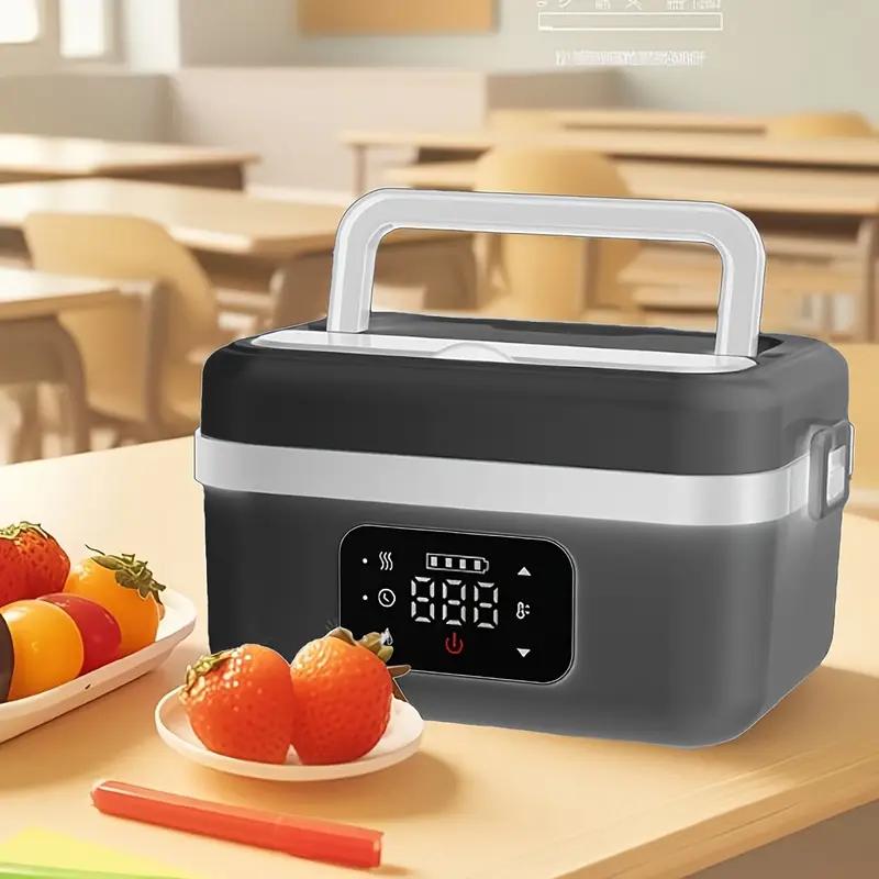 Electric Lunch Box Cordless Heated Lunch Box for Students 12000mAh Battery Portable Insulated Stainless Steel Container Set with Timer Function Leak-Proof Food Warmer for Office School Truck Outdoor Use Christmas Gift Black Friday Tableware