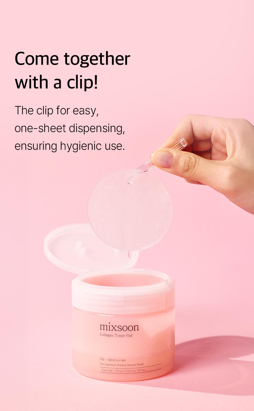 [mixsoon Official Shop] Collagen Toner Pad 5.74 fl.oz / 170ml / 110 Sheets - Vitality & Nutrition Toner Pads, Korean Skincare for Glass Skin
