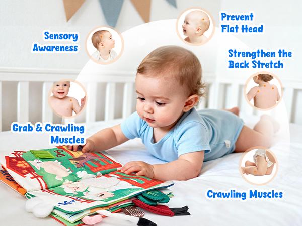 JoyCat Baby Toys, Ocean or Farm Baby Soft Toys, Cloth Board for Baby Shower Newborn, Gifts for Boys Girls Stocking Stuffers, Touch and Feel Tummy Time Crinkle Cloth Books for Infant