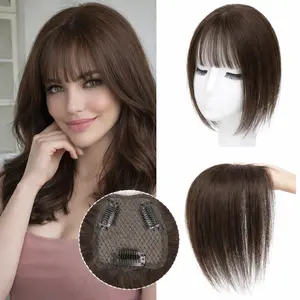 BEFUNNY Clip In Bangs hairextensions for Women,  hair toppers for women 100% real human hair Bangs with Upgraded Lace Base Natural Looking hairtoppers  for Daily Wear
