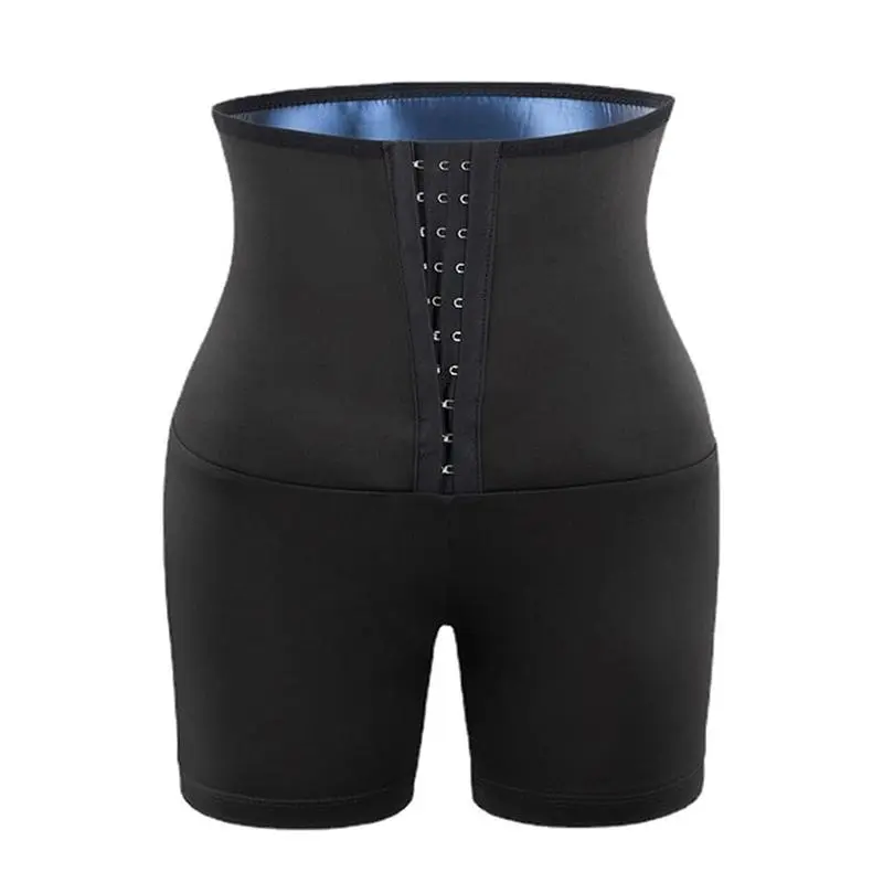 Heat Shaping Sauna Shorts High Waist Compression Slim Fit Thigh Sculpting Sweat Boosting Three Quarter Pants for Women's Fitness and Exercise