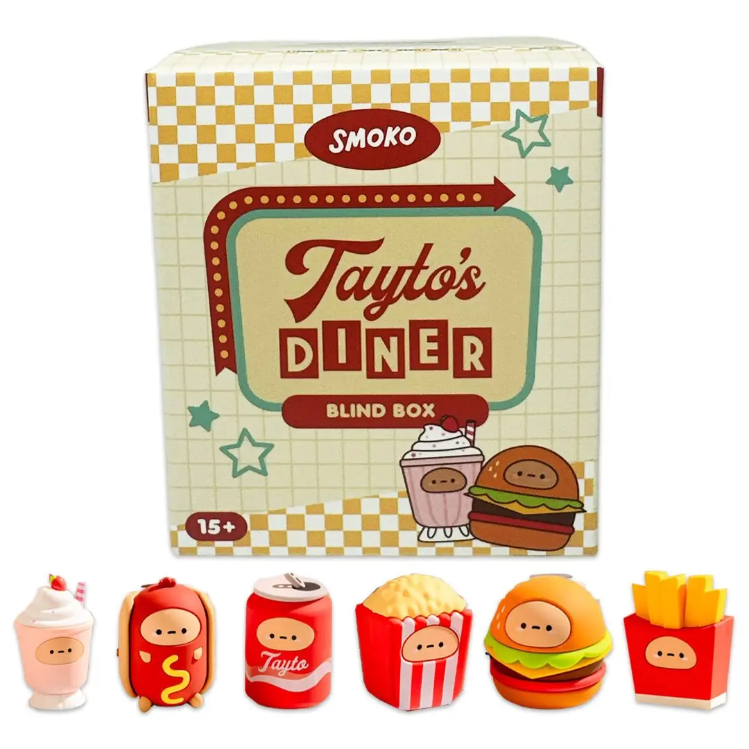Smoko Tayto Diner Blind Box Figure - Sealed Hobby Box, Plastic Adorable Fast Food Collectibles with Tayto Mashup Fun for Entertainment Enthusiasts, Diner Series