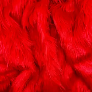 EOVEA Shaggy Faux Fur Fabric Red - Soft and Plush Texture