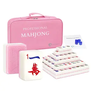 2026 American Pink Mahjong Set with1.4 Large Numbered Melamine Tiles (166 Pieces) | Premium Dice, Chips & Elegant Pink Carrying Case Game