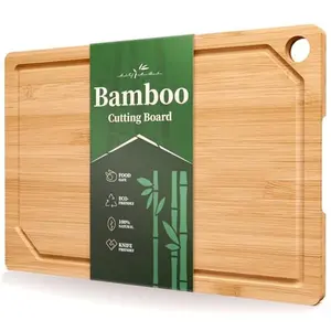 Bamboo Cutting Board - Multi-Sizes Wooden Cutting Boards for Kitchen, Convenient Kitchen Essentials with Deep Juice Grooves， Cutting Board for Chopping & Serving, Large, Natural