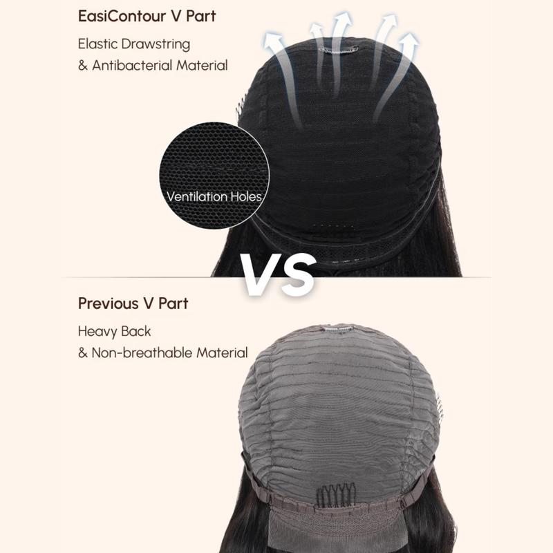 Nadula V Part Kinky Straight Wig Minimal Leave Out Glueless Human Hair 250% Density Soft Blends Well EasiContour Zero Skill TikTokShopStockUp