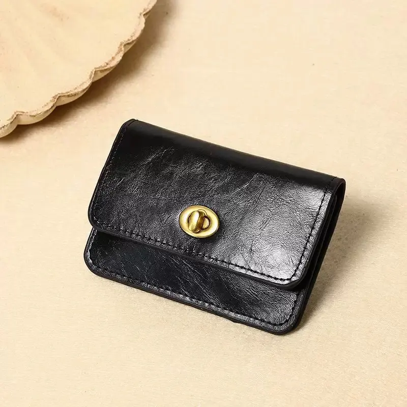 Women's Retro Wallet Wristlet, Minimalist Solid Color Card Holder with RFID Blocking and Elegant Buckle Lock Coin Purse, Card Wallet, Plain, Coin Holder/Purse, Hand Wash Only