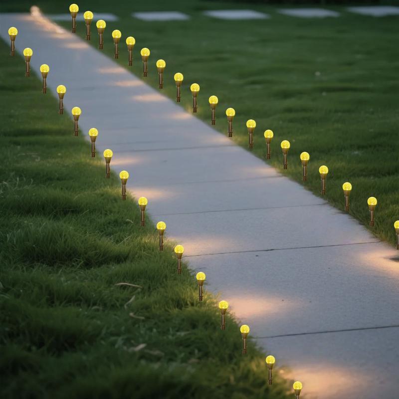 Set of 30 LED bubble ball decorative lights, featuring 8 lighting modes and multiple color options. Solar-powered and outdoor waterproof, ideal for Valentine’s Day, Easter, garden, park, courtyard, lawn pathway decoration, wedding, and birthday scene deco