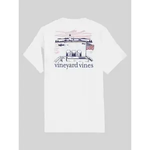 Men's Lighthouse & Vineyard Print Tee, Regular Fit Casual Short Sleeve Round Neck T-shirt for Summer, Men's Top for Daily Wear, Tropical