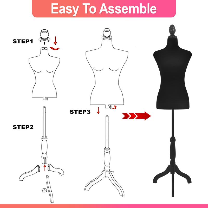 BestOffice Durable Female Manikin Dress Form 49.6-63.4 Inch Adjustable Height Wooden Tripod Stand High Density Foam Portable Display Mannequin for Window Displays & Home Decor BestOffice Durable Female Manikin Dress Form 49.6-63.4 Inch Adjustable Height Wooden Tripod Stand High Density Foam Portable Display Mannequin for Window Displays & Home Decor