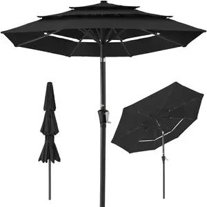 Best Choice Products 10ft 3-Tier Patio Umbrella, Market Sun Shade w/ Tilt Adjustment, Easy Crank