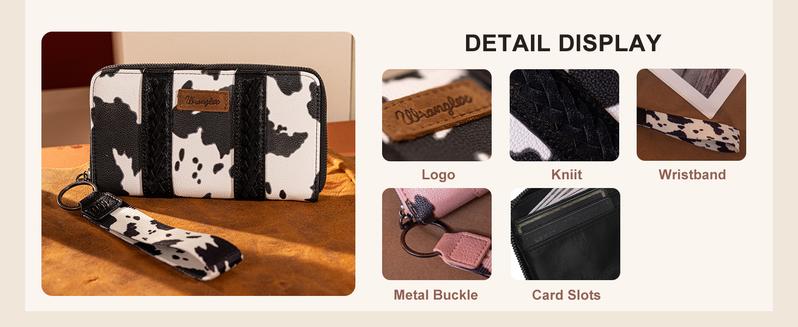 Wrangler Cowprint Wristlet Wallet Credit Card Holder for Women Lightweight Fall Fashion Gift with Multiple Slots and Money Organizers