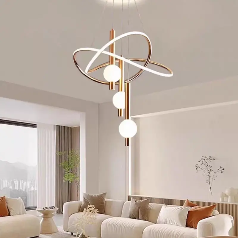Modern Gold 3-Light Lollipop Pendant Chandelier, 3-Color Dimmable LED, Adjustable Height, Sculptural Design, Glowing Ceiling Plate, 110V Home Decor Home Lighting for Dining Room, Hallway