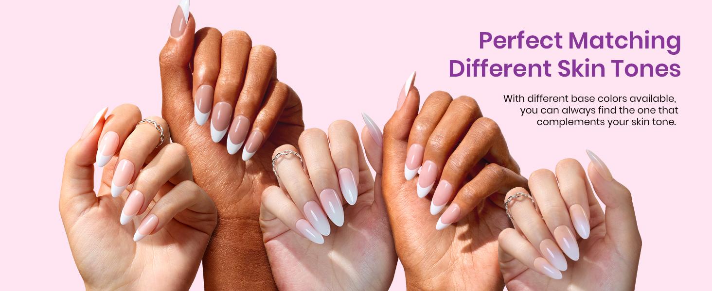 Beetles French Tip Press On Nails French Gel Nail No File Need  Fake Nails  4-in-1 DIY Manicure for Nail Extension Designs for Women