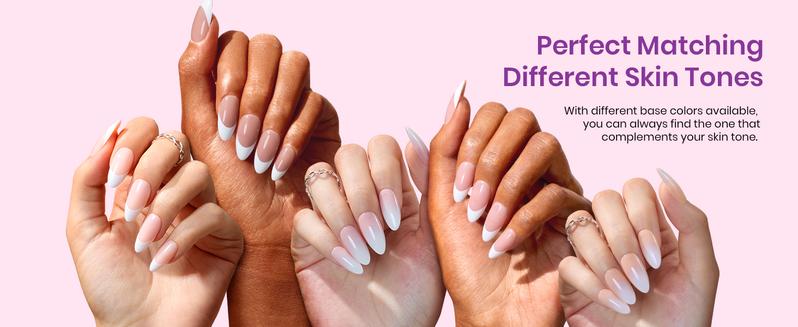 Beetles French Tip Press On Nails French Gel Nail No File Need  Fake Nails  4-in-1 DIY Manicure for Nail Extension Designs for Women