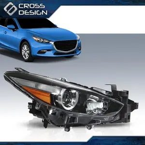 CROSSDESIGN Fit For 2017-2018 Mazda 3 Headlights Headlamps Halogen Set Right Passenger Side