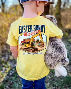 Youth Easter Bunny Construction T-Shirt, Funny Excavator Egg Hunt Graphic Tee, Construction Lover Shirt, Spring Holiday Outfit