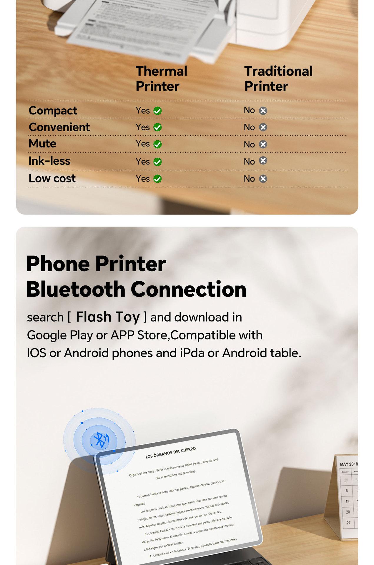 Portable Thermal Printer D810 - Wireless A4 Printer for Office School Travel Home Tattoo Scenarios Ideal Gift